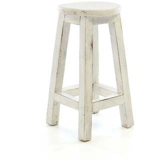 VCM VCM, Hocker weiß im Vintage-Look massiv Holz Schemel Blumentisch Maße Sitzfläche 25 cm. Höhe 50 cm