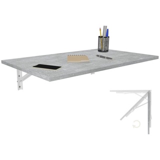 KDR Produktgestaltung Klapptisch 80x50 Wandklapptisch Esstisch Küchentisch Schreibtisch Wand Tisch, Beton silberfarben