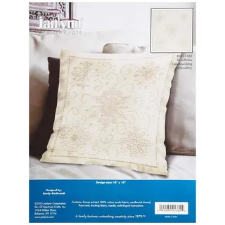 Janlynn Stickerei-Set mit Schneeflocken, Kerzendocht-Motiv, eingenäht, Baumwolle Metall, beige
