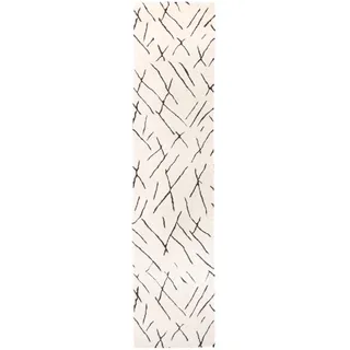 Wollteppich MORGENLAND "Berber Teppich - Sara rechteckig" Teppiche Gr. B/L: 80 cm x 300 cm, 25 mm, 2,4 m2, 1 St., weiß Esszimmerteppiche handgeknüpft