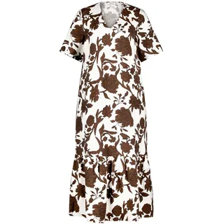 Cartoon Midikleid Floralmuster Braun/Weiß 38
