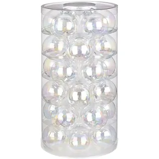 Inge Glas Weihnachtskugeln | Schöne Christbaumkugeln aus Glas | 30 Kugen in Dose | Christbaumschmuck Weihnachtsbaumschmuck Weihnachtsbaumkugeln (Irisierend | durchsichtig)
