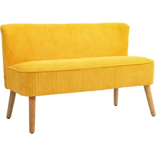 HOMCOM 2-Sitzer Sofa Polstersofa Doppelsofa Zweisitzer Sofa Cordartiges Polyester Schaumstoff für Wohnzimmer, Schlafzimmer 117 x 56,5 x 77 cm Gelb   Aosom