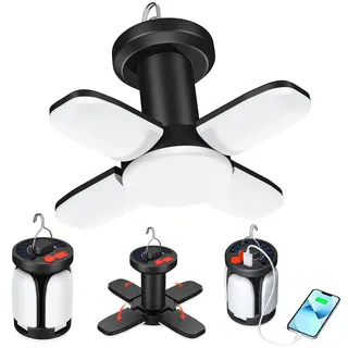 Olycism Campinglampe Solar 6 Modi USB Wiederaufladbare SOS Wasserdicht LED Camping Laterne Tragbar 4500mAh Batteriebetrieben Campingleuchte Zeltlampe für Outdoor Außenbereich Wanderlesung Notfall