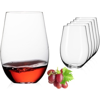 IMPERIAL glass Weinglas Weingläser ohne Stiel, Glas, Rotweingläser 570ml Set 6-Teilig Weißweingläser Spülmaschinenfest weiß