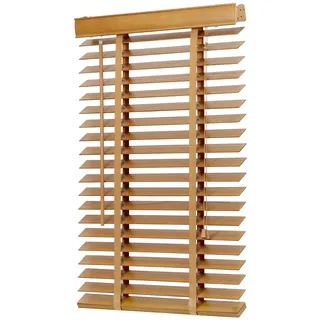 Sekey Jalousie Holzjalousie 50mm Holz jalousien Jalousette Echtholz Anpassbare Jalousie 60x130cm Buche