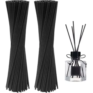 OMIGA 200 Stück Raumduft Stäbchen Rattanstäbchen für Raumduft | Natürlicher Fasern Diffusor Stöcke für Home Office Ersatz für Aroma Duft Duftöldiffusoren (Schwarz)