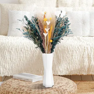 Sosayet Pampasgras Deko Set – 57 Stück Trockenblumen & Eukalyptus – Boho Deko für Wohnzimmer, Esszimmertisch, Hochzeit & Sommer Dekoration – Natürliche Getrocknete Blumen im Boho-Stil