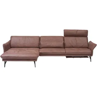 Himolla Ecksofa, Dunkelbraun, Metall, Uni, Ottomane links, L-Form, 330x174 cm, Blauer Engel, Goldenes M, Emas, Typenauswahl, Lederauswahl, Stoffauswahl, Rücken echt, Wohnzimmer, Sofas & Couches, Wohnlandschaften, Ecksofas