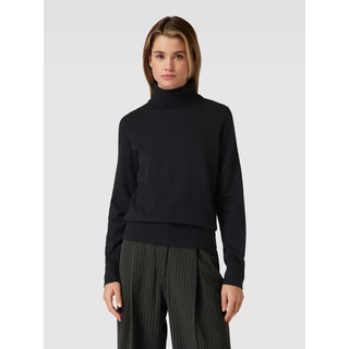 Rollkragenpullover in unifarbenem Design, Black, XS