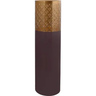 Padiro Bodenvase 25 x 25 x 90 cm - dunkellila und goldfarben - Eisen - Zylinderform mit Ornamentband - Violett/Gold