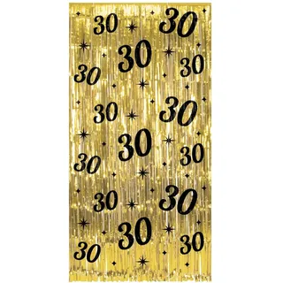 PD-Party - Glitzer Vorhang für 30. Geburtstag - Deko Geburtstag - Jubiläum - Schwarz Gold Deko - Party Deko - 30. Geburtstag Junge & Mädchen - Geburtstags Deko - Glitzer Vorhang Geburtstag - 1 x 2 m