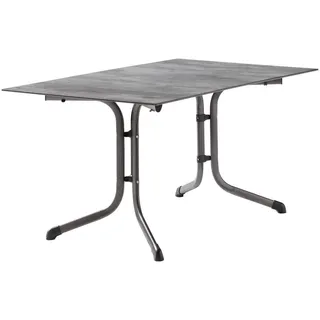Sieger Gartenklapptisch, Grau, Silber, Metall, Kunststoff, rechteckig, Flachrohr, C-Form, 90x73x140 cm, klappbar, wetterbeständig, Freizeit, Campingzubehör, Campingtische