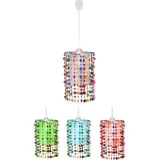 Hängelampe Pendelleuchte Kinderzimmer Wohnraum bunt Fernbedienung RGB LED, Metall Textil, 1x RGB LED warmweiß, DxH 22,5x136 cm