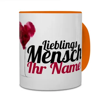 printplanet® Tasse mit Namen personalisiert - Motiv Lieblingsmensch individuell gestalten - Farbvariante Orange