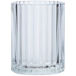 WENKO Zahnputzbecher Vetro Transparent rund Echtglas - Zahnbürstenhalter für Zahnbürste und Zahnpasta, Glas, 7.5 x 10 x 7.5 cm, Transparent