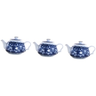 DOITOOL 3 Stück Blaue Und Weiße Porzellan-Teekanne Keramik-Teekessel Chinesische Teekanne Reise-Teekessel Teekanne Keramik-Desktop-Teekanne Dekor-Teekanne Mit Griff Keramik
