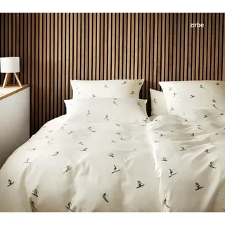 Elegante Mako-Satin Bettwäsche Mono Ski - 155x220 cm + 40x80 cm Zirbe