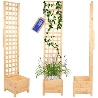 Modo24 Blumenkasten aus Holz, Pflanzkübel, Balkonkasten mit / ohne oder nur Rankgitter, Blumenkübel Holzkiste Garten Terrasse, Imprägniert Wetterfest Outdoor beige 40 cm x 190 cm x 40 cm