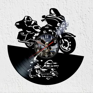 VINY WOODY Motorraduhr, bequem,Motorrad,Schallplattenuhr aus Vinyl Vinywoody Wanduhr aus Vinyl, Touring, Ultra-Klasse, Wanddekoration, originelles Geschenk