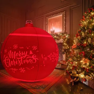 Leuchtender Weihnachtsball, Große Aufblasbare Weihnachtskugeln,60cm Beleuchtete Weihnachtskugeln mit LED-Licht,Aufblasbare Weihnachtskugel,personalisierte aufblasbare PVC-Weihnachtskugeln für