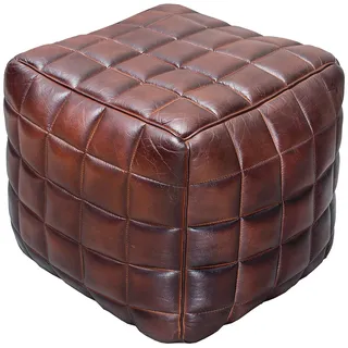 invicta INTERIOR Design Echtleder Hocker Rider braun Sitzhocker Fußhocker Sitzwürfel Leder Lederhocker Wohnzimmer Beistelltisch Tisch