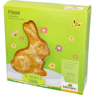 Vollbackform Hase 24 x 24 cm - Birkmann - Karbonstahl, Antihaftbeschichtung, 1000 ml, Backform Hase 3D, Osterhasen Backformen, Osterhase Kuchenform