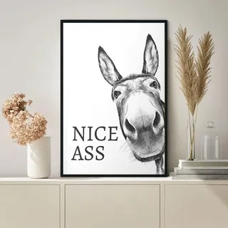 Dittelle „Nice Ass“-Zitat, lustiges Schild, Leinwandgemälde, Vintage-Esel-Poster und Drucke, Wandkunst für Toiletten-Dekoration, Badezimmer-Dekoration, 30 x 40 cm, rahmenlos