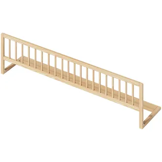Bellabino Yuna Bett Rausfallschutz für Kinderbett und Babybett aus Kiefer Massivholz, klappbares Bettschutzgitter für Reisen, 140 x 37 x 33 cm, Bettgitter für Kleinkinder und Babys, Natur unbehandelt