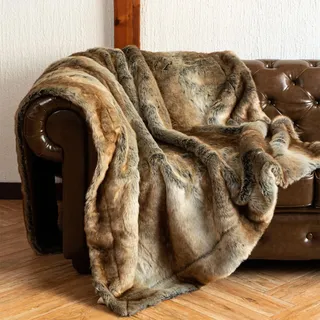 HAOYUES Decke aus Kunstfell Flauschig Überwurf Dicke Sofadecke Couchdecke Super Soft Wohndecke Kuscheldecke Plüsch Warme Überwurfdecke Waschbare Felldecke Für Bett Sofa Schlafzimmer-Braun