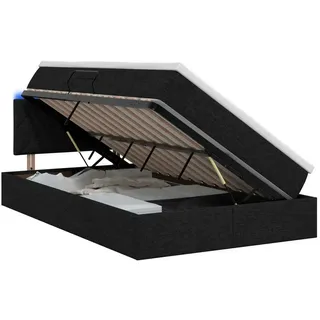 vidaXL LED-Speicherbett 120 x 200 cm Schwarz