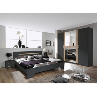 rauch BLUE Schlafzimmer-Set Rubi, (Set, 4-St), mit Schrank, Bett 180x200 cm und 2 Nachttischen grau