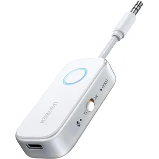 UGREEN Bluetooth 6.0 Transmitter 2-in-1 Audio HiFi Receiver Stereoanlage | 3,5 mm AUX,18 Stunden,Integriertes Mikrofon,10 m Übertragungsreichweite, für Flugzeug,TV