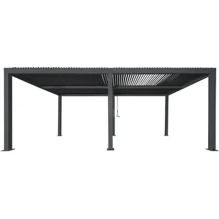 Mendler Pergola HWC-L46, Gartenpavillon Lamellen-Pavillon, 10cm-Aluminium-Gestell, Regenrinne sturmfest, 3x6m ~ anthrazit