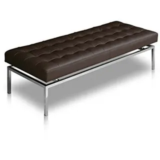 NEUERRAUM Lange Bauhaus Echtleder Sitzbank Lederbank Edelstahl Fuß (Handarbeit!). Abbildung Leder Dunkelbraun. Länge 160 cm, Sitzhöhe 44 cm.