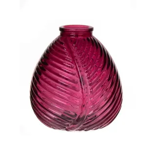 INNA-Glas Flaschenvase NELLOMIO, pink-klar, 13 cm, Ø 12 cm | mit Blattstruktur, Glas - Farbige Vase