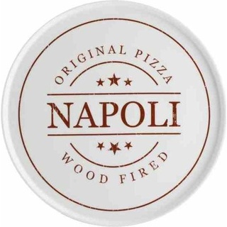 Typhoon World Foods Pizza Plate Napoli Porcelain Baking Stone with Pizza Box Style Design Straight from, Teller, Rot, Weiss
