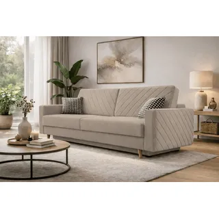 moeblo Schlafsofa CALIFORNIA, Sofa aus Samtstoff Couch für Wohnzimmer Sofagarnitur Polstersofa Wohnlandschaft Velours 230x96x97cm, mit Bettkasten und Schlaffunktion