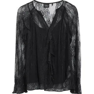 s.Oliver Langarmbluse Spitzen-Bluse schwarz S