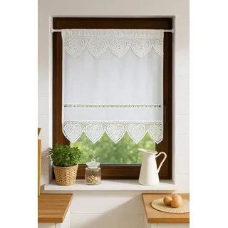 HOSSNER - ART OF HOME DECO Scheibengardine 40x60 cm (1 St), blickdicht, Baumwolle, Vintage, Romantische Stickerei weiß