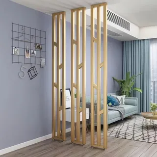DIY Raumteiler Bildschirm, Freistehende Lamellenwand, Metall-Trennwand Mit Verstellbarem Fuß, für Home Office Hintergrund Bekleidungsgeschäfte Live-Streaming(Gold,105cm/41in/3.44ft)