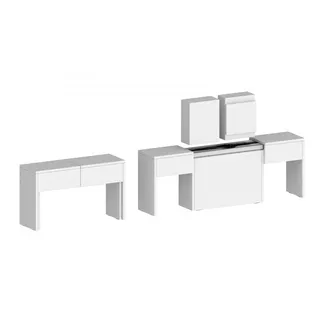 INOSIGN Sitzgruppe INOSIGN "Praktika", weiß (weiß hochglanz), B:290cm H:45cm T:25cm, FSC-zertifizierter Holzwerkstoff, Sitzmöbel-Sets, Essbank, Je Bank ausziehbar bis 290 cm
