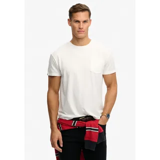 Superdry "COTTON CLASSIC LINEN PKT TEE" Baumwollmischung, relaxed fit aus luftig leichtem Baumwoll-Leinen-Mix