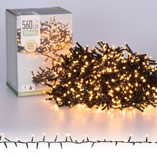 ECD Germany Cluster Lichterkette 11m Länge, 560 LEDs, Extra Warmweiß, 3m Stromkabel, IP44, Clusterlichterkette Büschellichterkette für Weihnachten Weihnachtsbaum Weihnachtsbeleuchtung, Innen/Außen
