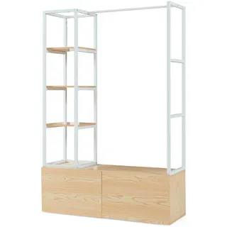 [en.casa] Garderobenständer Egmating 180 x 120 x 40 cm Weiß/Eiche