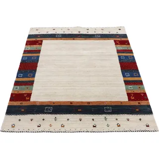 carpetfine Wollteppich Gabbeh Nura Beige 140x200 cm | Moderner Teppich für Wohn- und Schlafzimmer