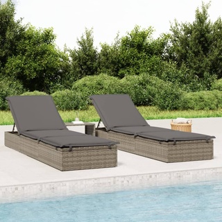 Sonnenliege mit Tisch Grau Poly Rattan , Gartenliegen Design 2024