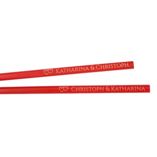 SNEG Essstäbchen aus Bambus mit persönlicher Gravur | Sushi-Stäbchen mit Gravur | Chopsticks graviert (rot, 1)