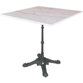 Gartenesstisch Loire aus Marmor und Gusseisen, modern, weiß, 70x70 cm, für 2–4 Personen