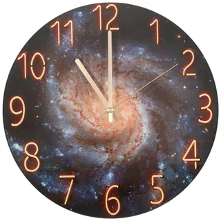 Fyeme Wanduhren Wohnzimmer 30cm Wohnzimmer Uhr Wand Gehärtetes Glas Sternenhimmel Muster Wanduhr Ohne Ticken Geeignet für Wohnzimmer Schlafzimmer Arbeitszimmer Küche Klassenzimmer (C)